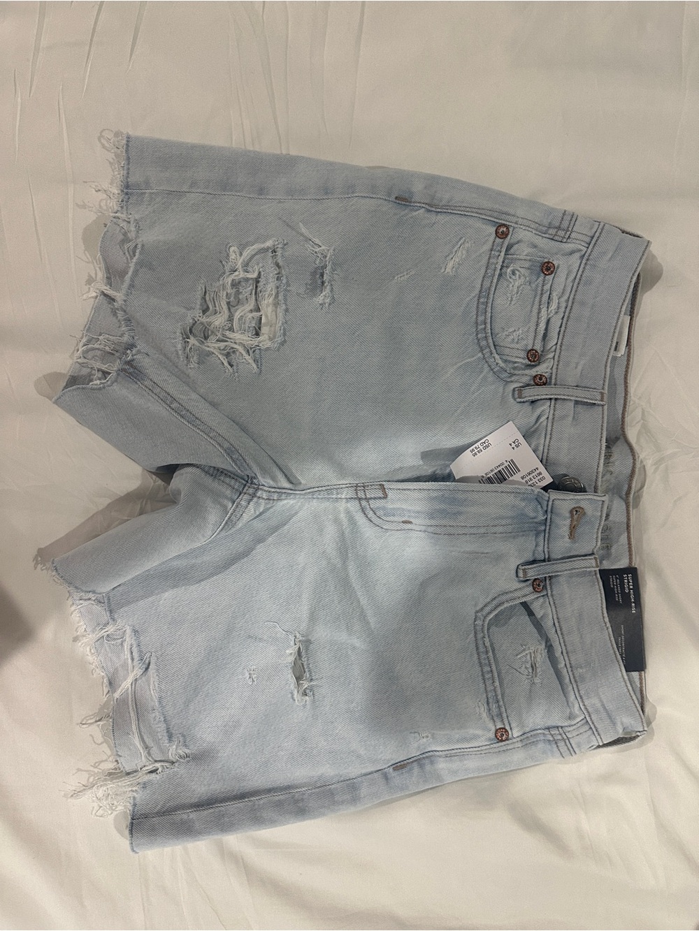 American Eagle Outfitters Light Wash Distressed Denim Shorts